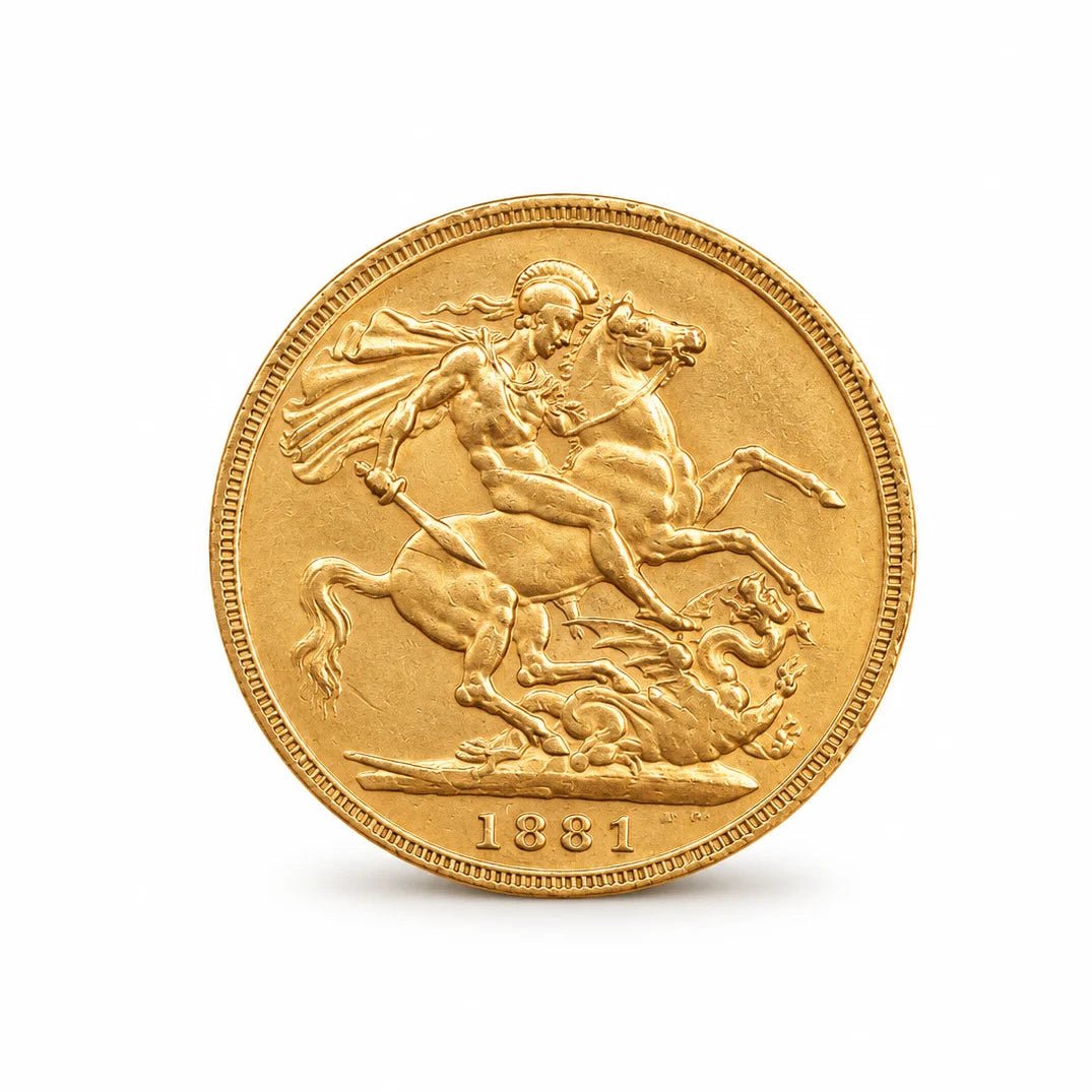 Pormenor dos relevos de uma libra da Rainha Victoria em ouro de 22 quilates.