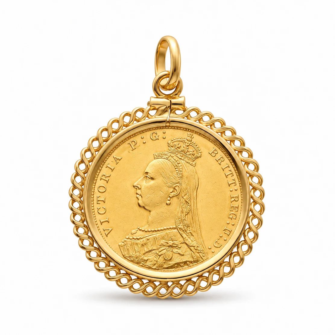 Libra Rainha Vitória (1888) com Aro Trabalhado em Ouro 19kl - Loja do Ouro