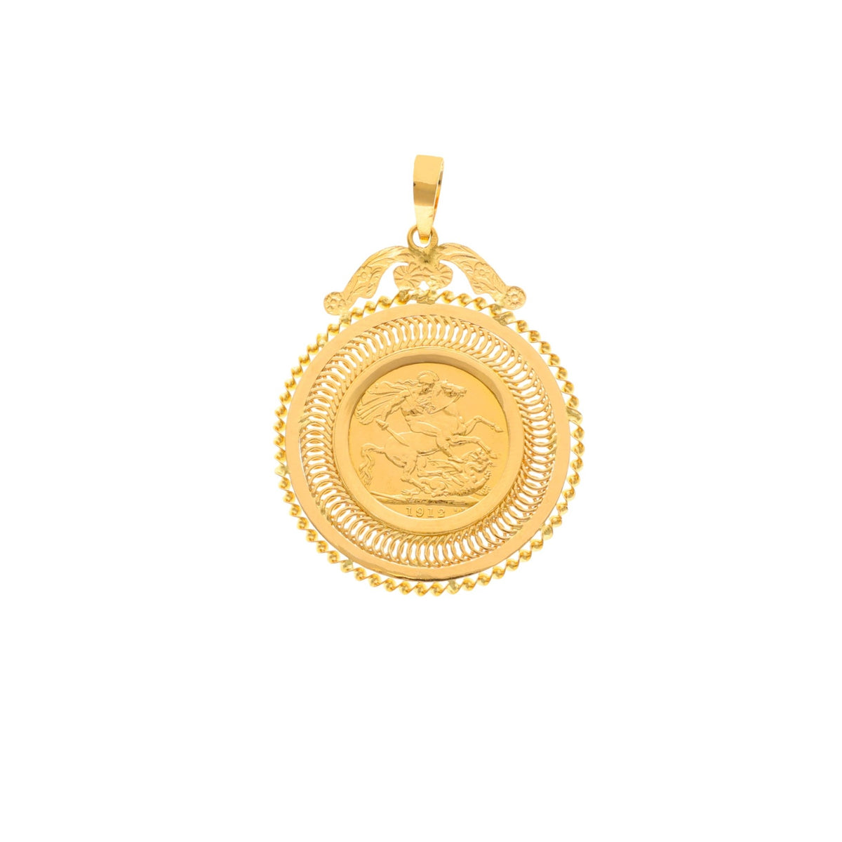 King George V Pound (1912) con aro estilo Dola en oro de 19kl - Gold Store Premium