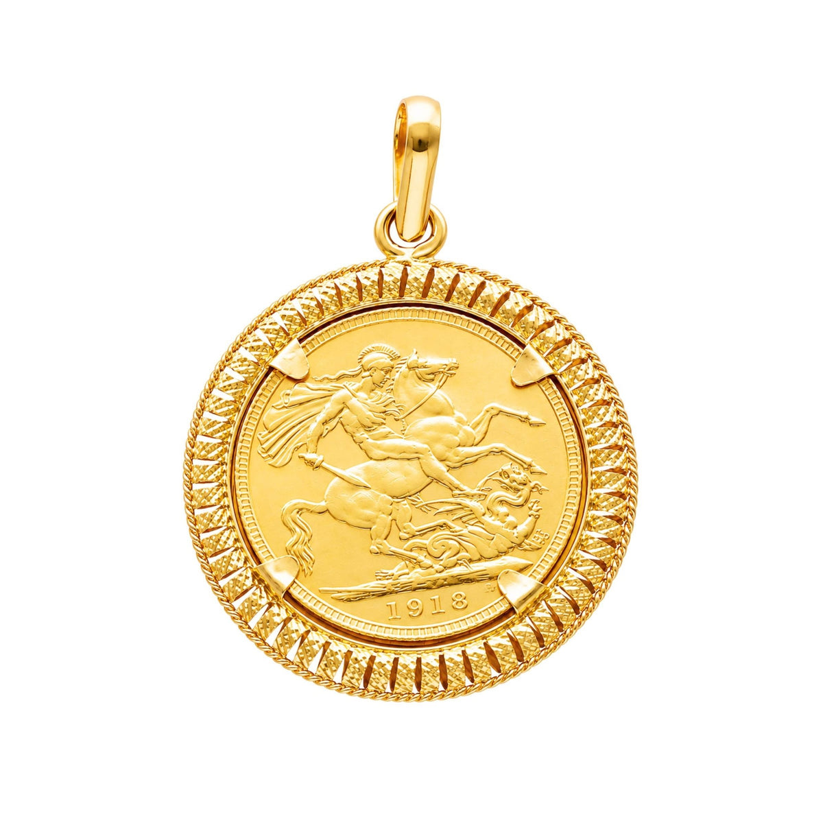 Libra Rei Jorge V (1913) com Aro Trabalhado em Ouro 19kl - Loja do Ouro
