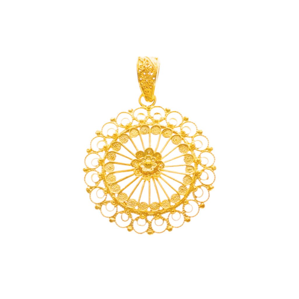 Medalha Alma do Norte em Filigrana Prata Dourada (4.7cm) - Loja do Ouro