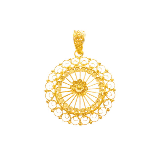 Medalha Alma do Norte em Filigrana Prata Dourada (4.7cm) - Loja do Ouro