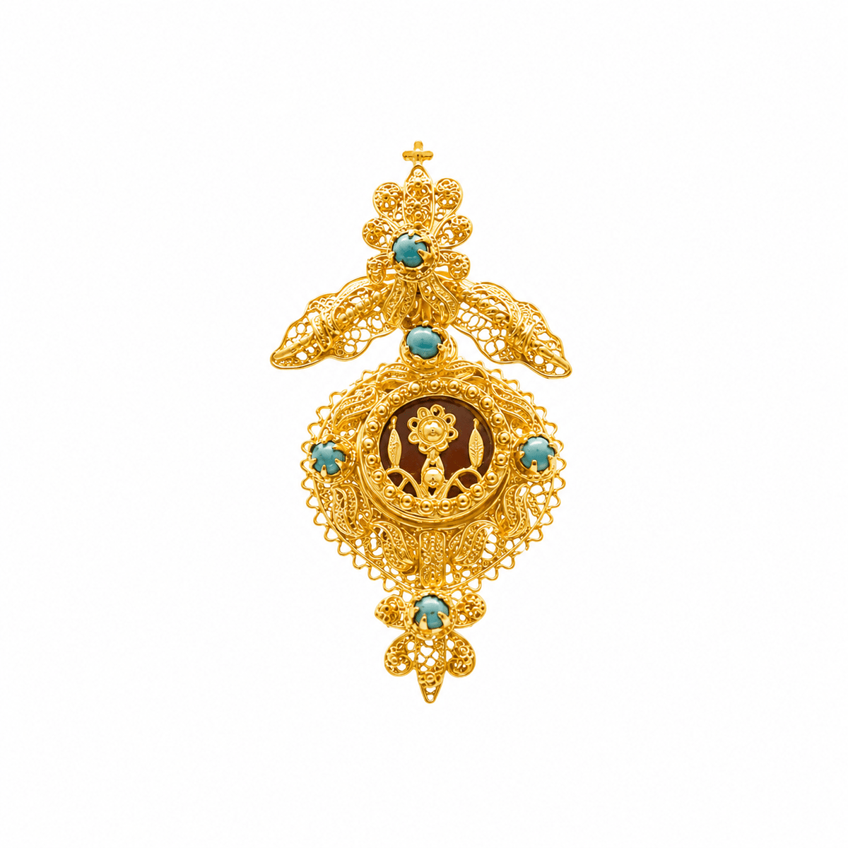 Medalha Amor ao Peito em Prata Dourada (4.7cm) - Loja do Ouro