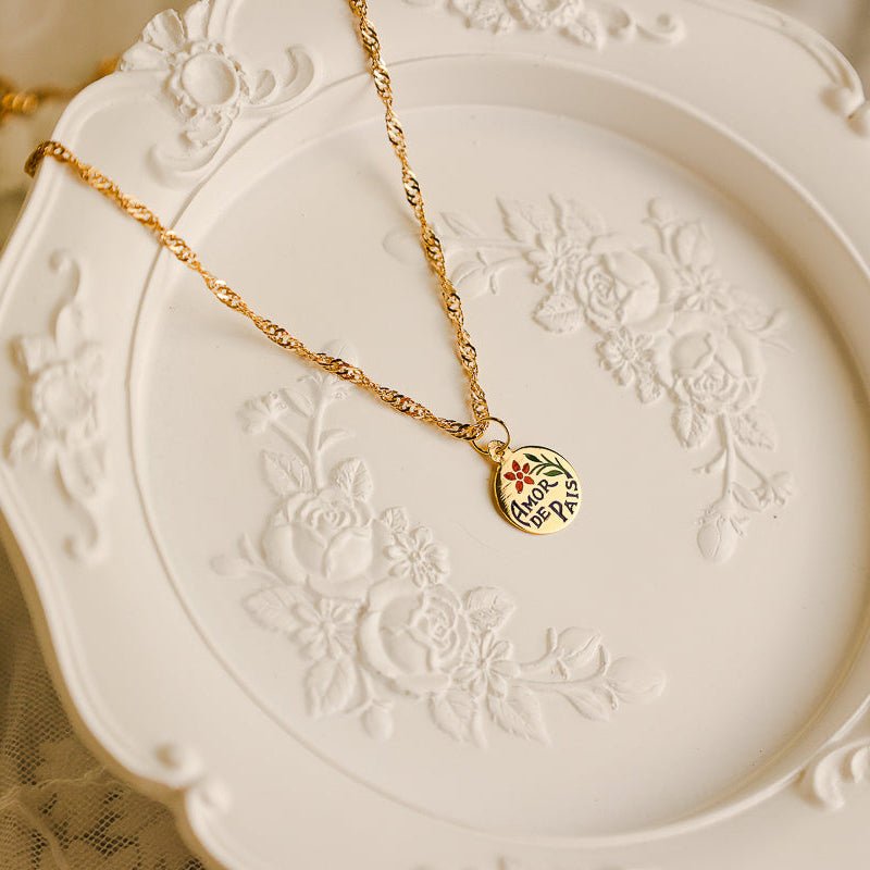 Medalha "Amor de Pais" em Ouro 19kl com Esmalte Colorido (1.05cm) - Loja do Ouro