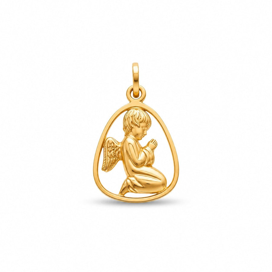 Medalha Anjo da Guarda em Ouro 19kl com Aro Lágrima (1.53cm) - Loja do Ouro