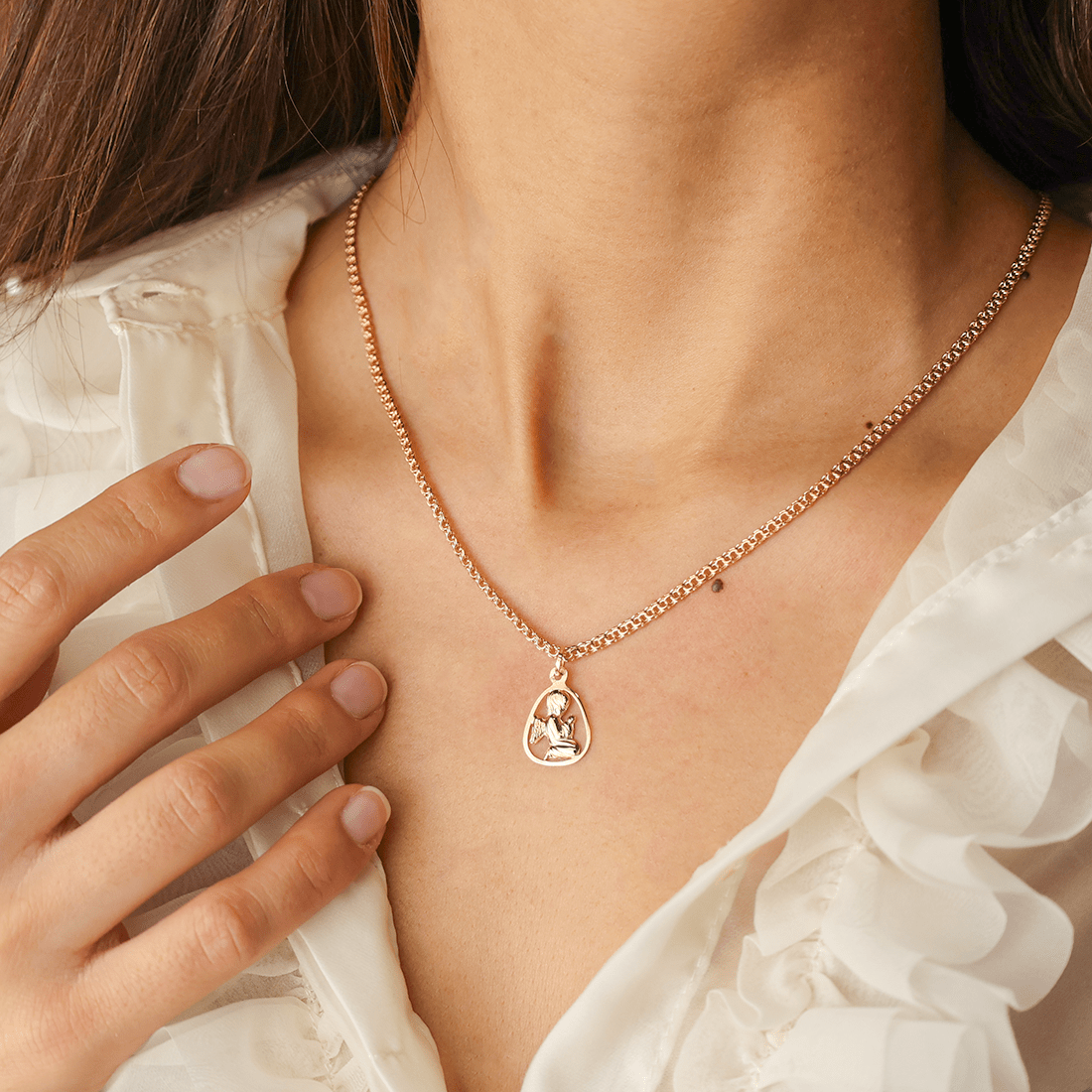 Medalha Anjo da Guarda em Ouro 19kl com Aro Lágrima (1.5cm) - Loja do Ouro