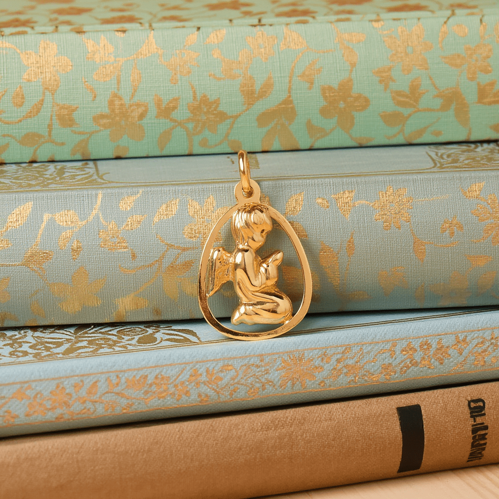 Medalha Anjo da Guarda em Ouro 19kl com Aro Lágrima (1.5cm) - Loja do Ouro