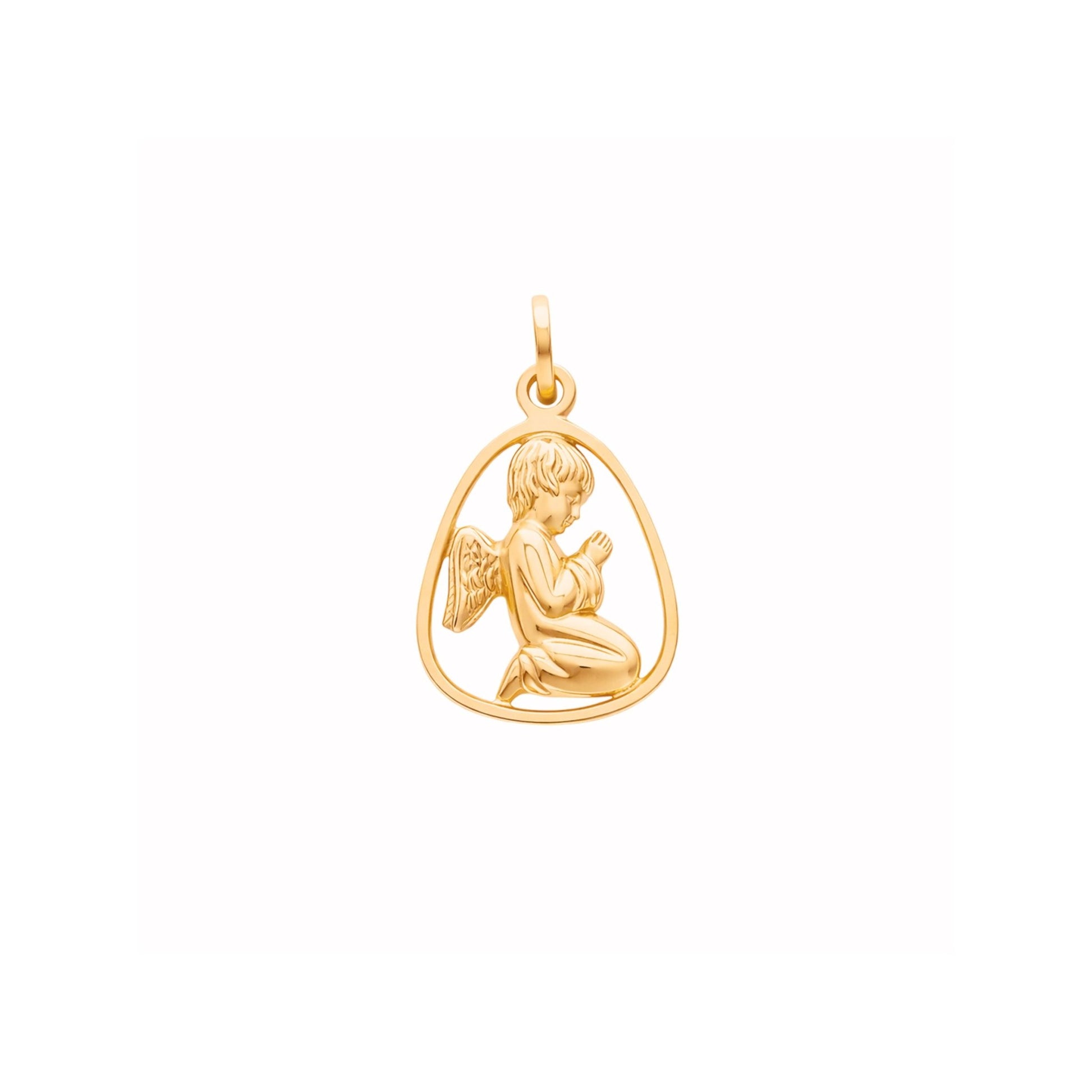 Medalha Anjo da Guarda em Ouro 19kl com Aro Lágrima (1.5cm) - Loja do Ouro
