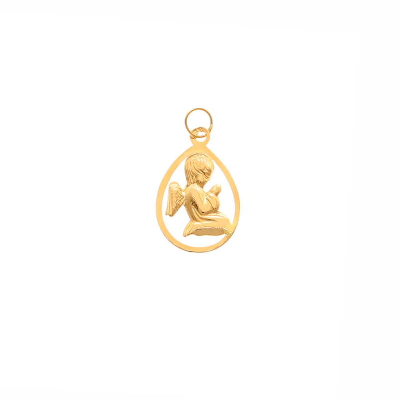 Medalha Anjo da Guarda em Ouro 19kl com Aro Lágrima (1.7cm) - Loja do Ouro