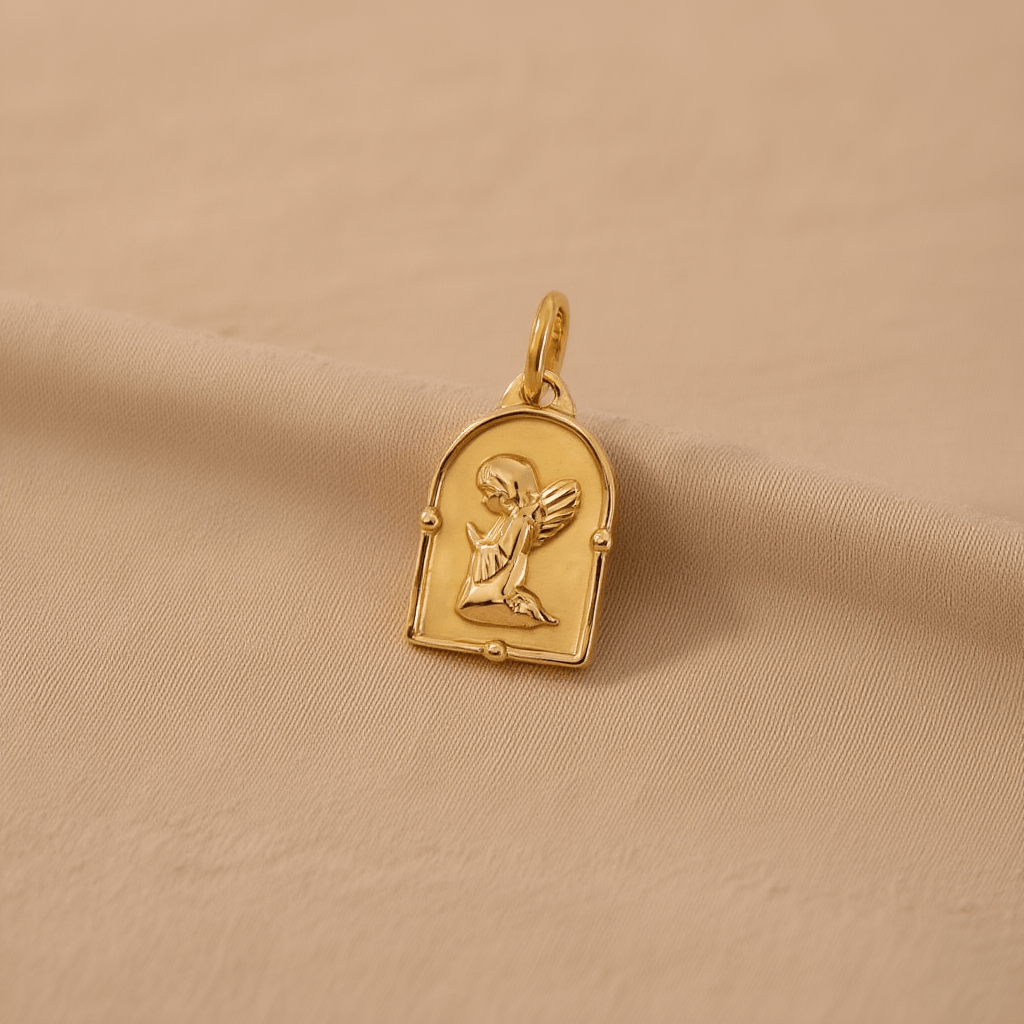 Medalha Anjo em Ouro 19kl com Formato Moldura (1.5cm) - Loja do Ouro