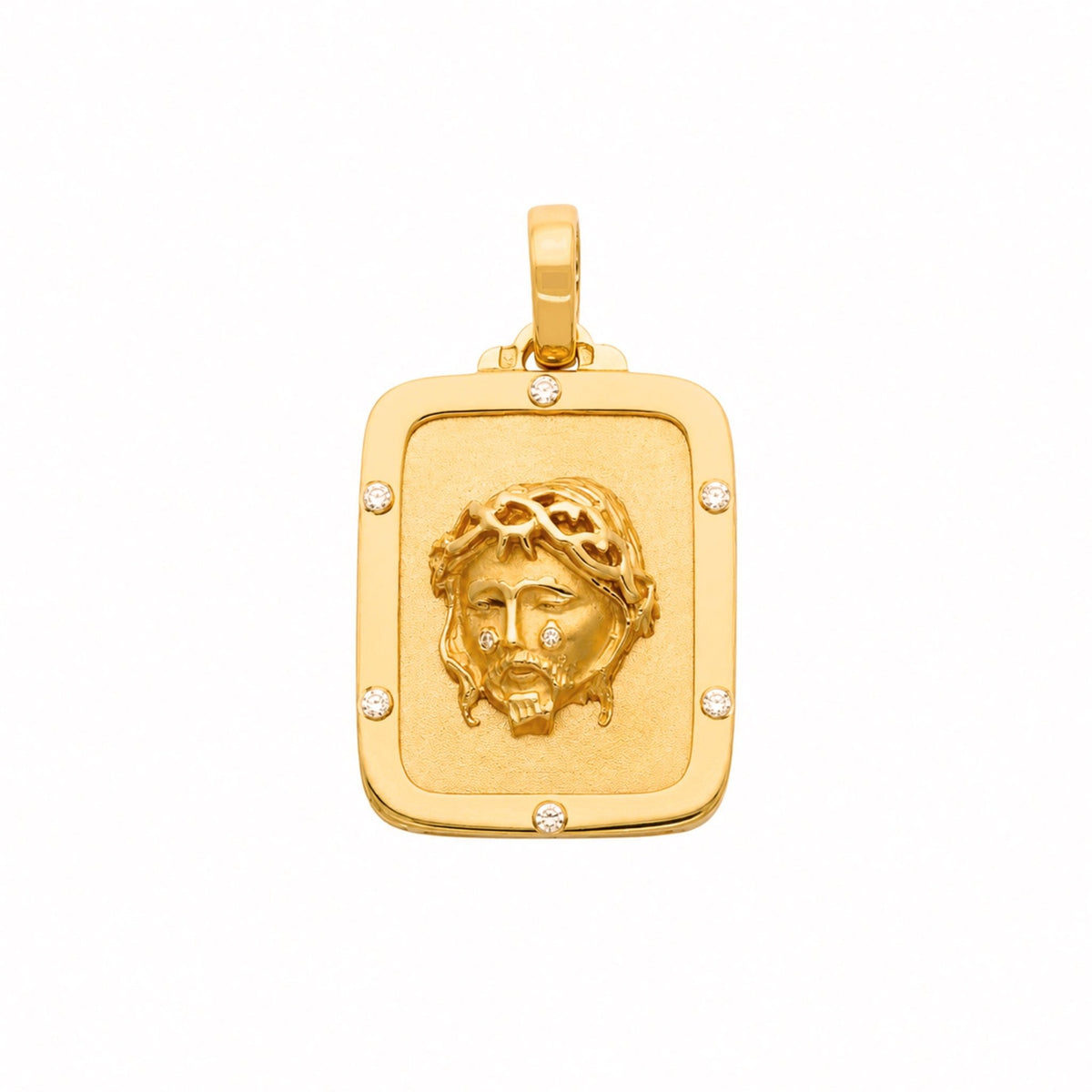 Medalha Cara de Cristo em Ouro 19kl com Zircónias (2.7cm) - Loja do Ouro