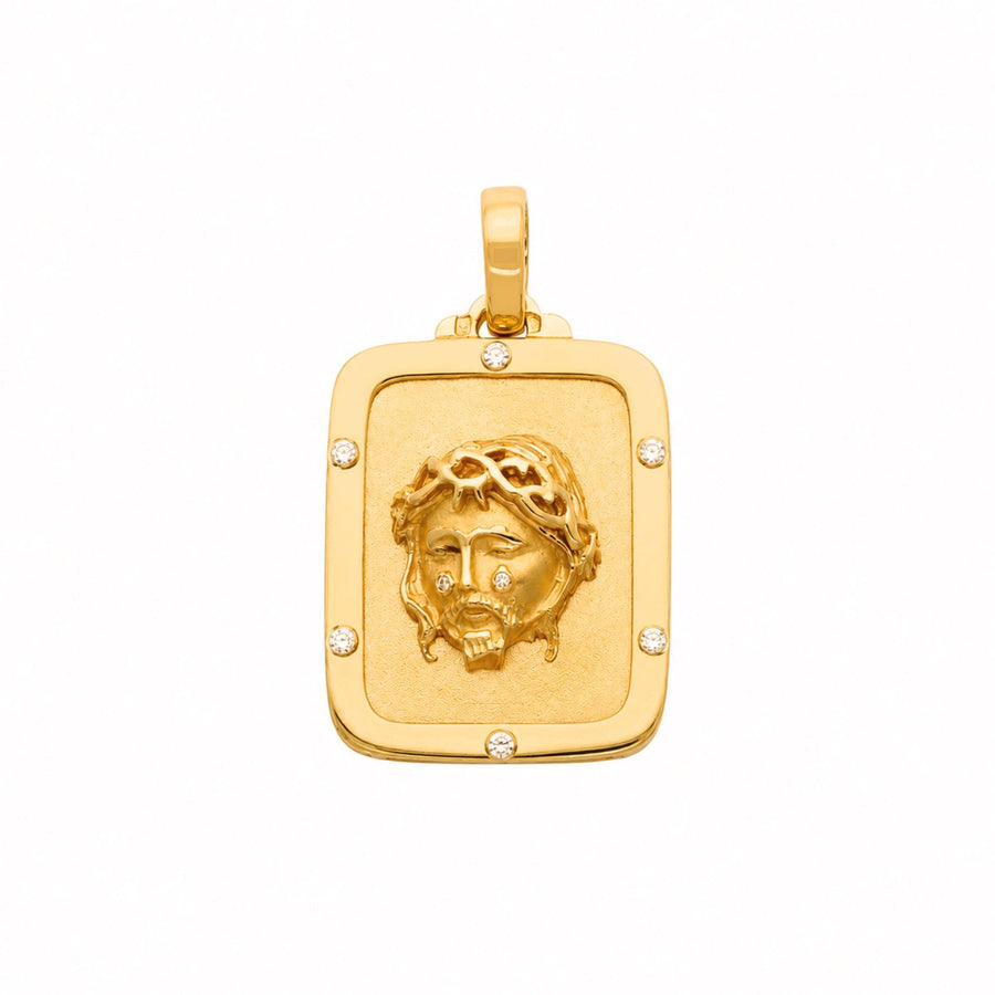 Medalha Cara de Cristo em Ouro 19kl com Zircónias (2.7cm) - Loja do Ouro