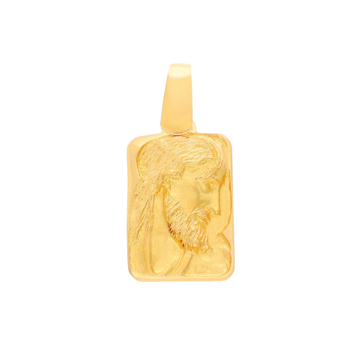 Medalla Rectangular Face of Christ en oro de 19kl (2