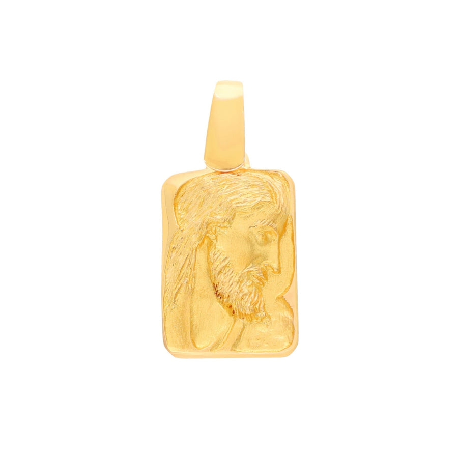 Medalla Rectangular Face of Christ en oro de 19kl (2