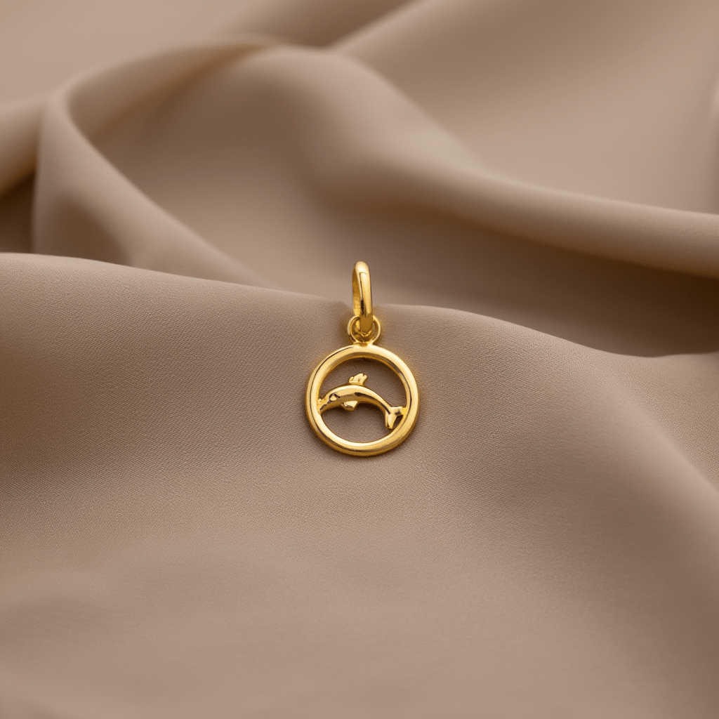 Medalha Circular com Golfinho em Ouro 19kl (1.2cm) - Loja do Ouro