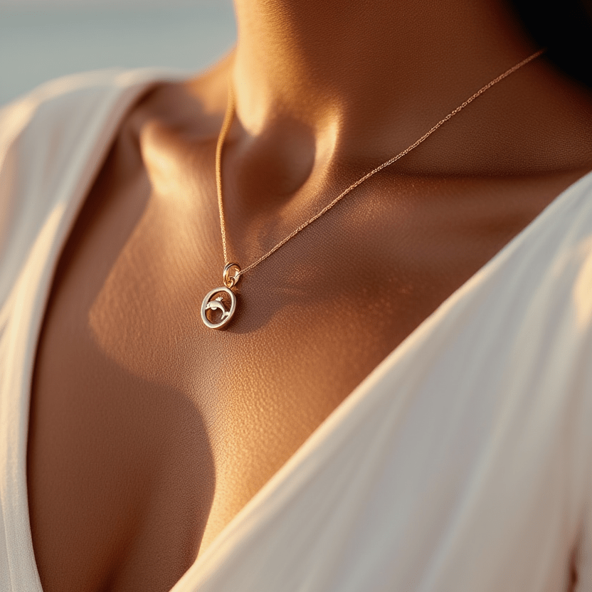 Medalha Circular com Golfinho em Ouro 19kl (1.2cm) - Loja do Ouro