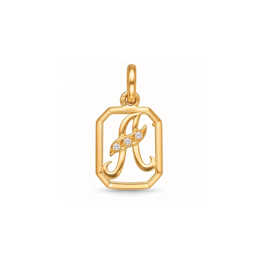 Medalha com Letra A e Zircónias em Ouro 19kl (1,4cm) - Loja do Ouro