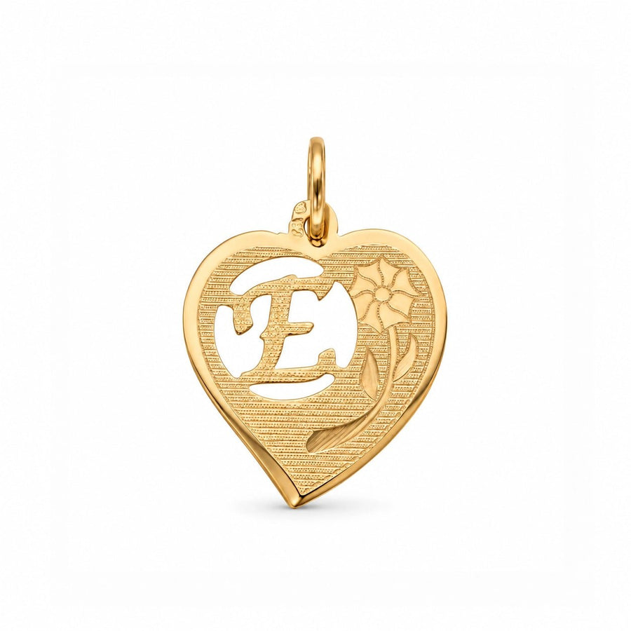 Medalha Coração com Letra E em Ouro 19kl (1,74cm) - Loja do Ouro