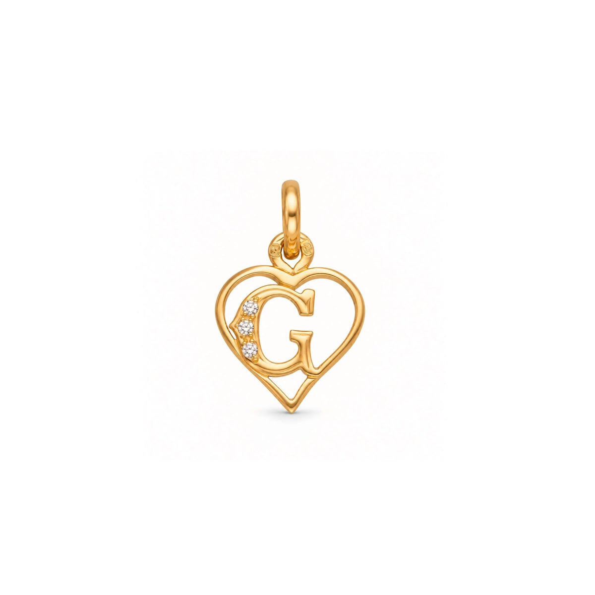 Medalha Coração com Letra G e Zircónias em Ouro 19kl (1,16cm) - Loja do Ouro
