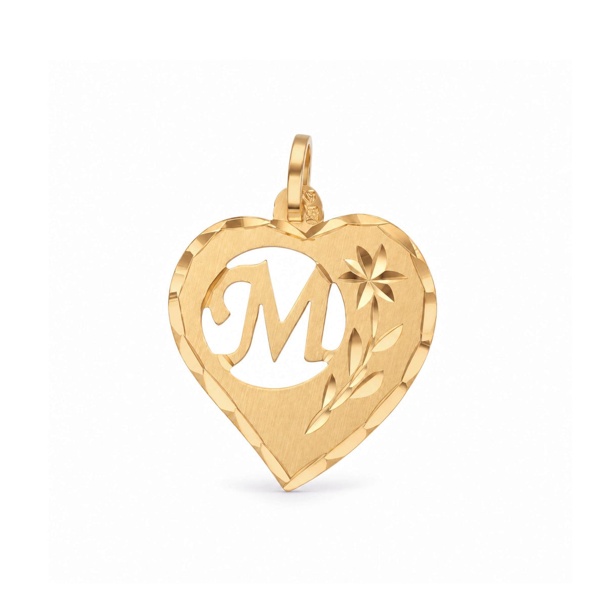 Medalha Coração com Letra M em Ouro 19kl (1,8cm) - Loja do Ouro