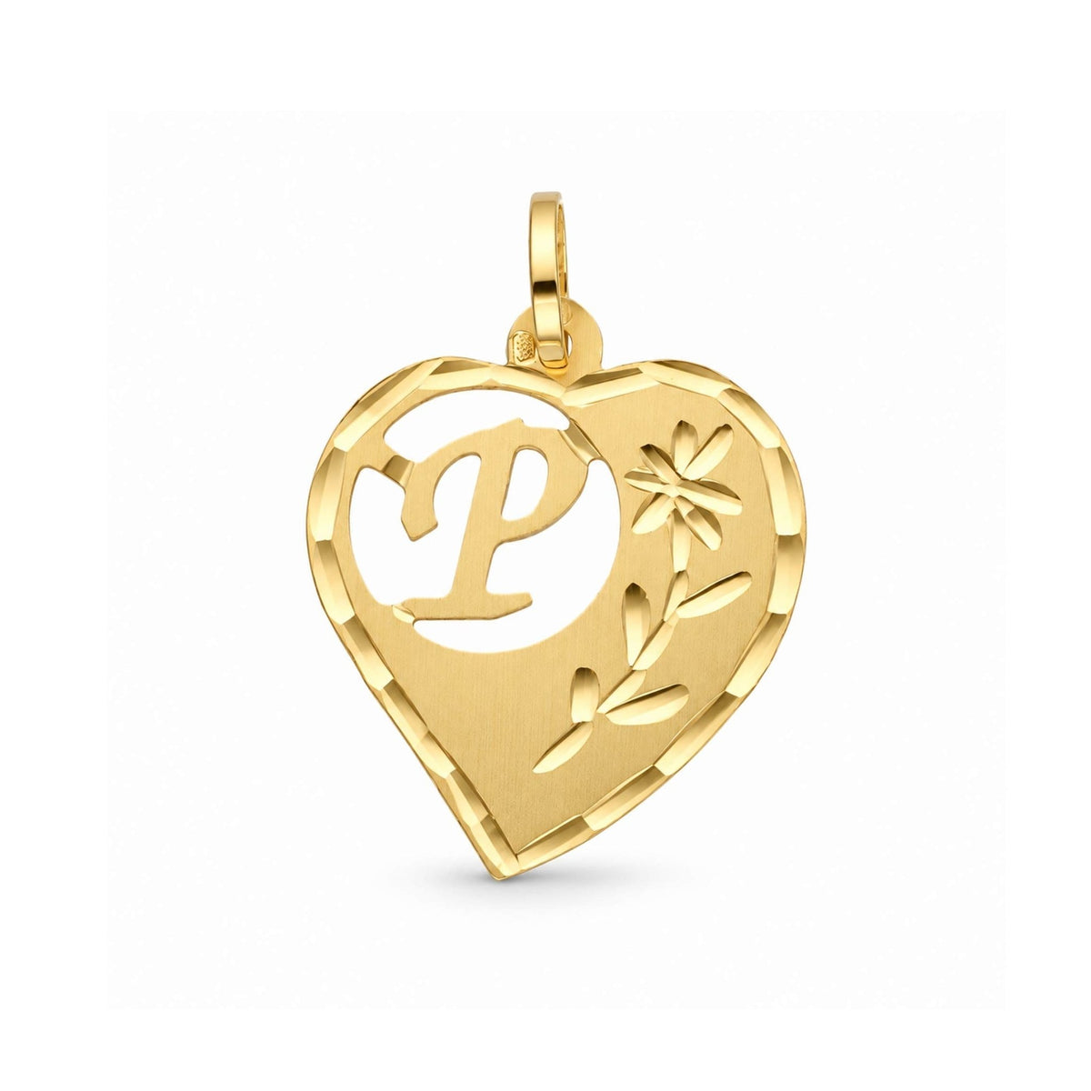 Medalha Coração com Letra P em Ouro 19kl (1,79cm) - Loja do Ouro