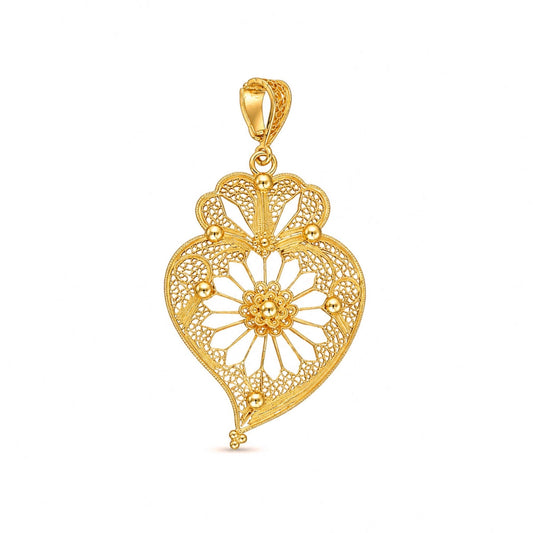 Medalha Coração de Viana em Filigrana de Ouro 19kl (5cm) - Loja do Ouro