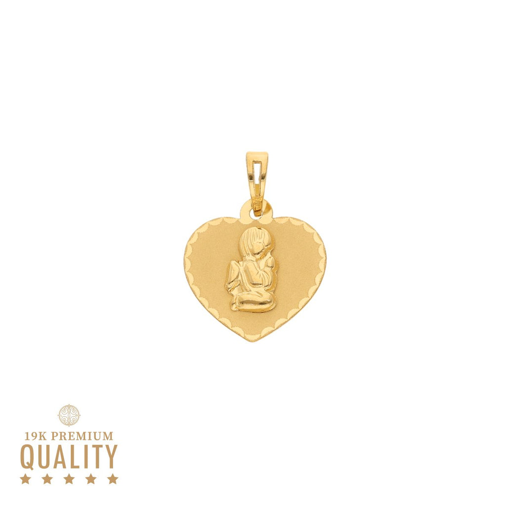 Medalha Coração em Ouro 19kl com Anjo da Guarda (1cm) - Loja do Ouro