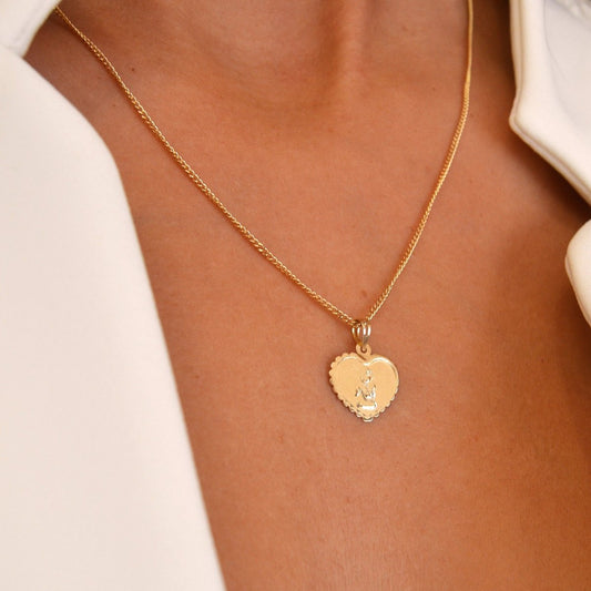 Medalha Coração em Ouro 19kl com Anjo da Guarda - Loja do Ouro