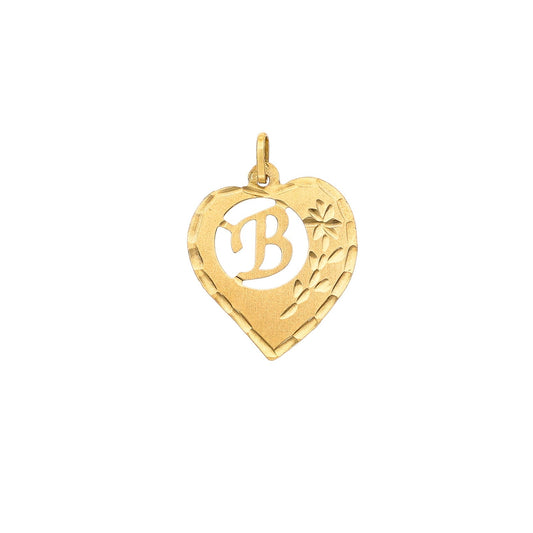 Medalha Coração em Ouro 19kl com Letra B (1.8cm) - Loja do Ouro
