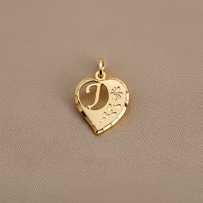 Medalha Coração em Ouro 19kl com Letra J (1.7cm) - Loja do Ouro