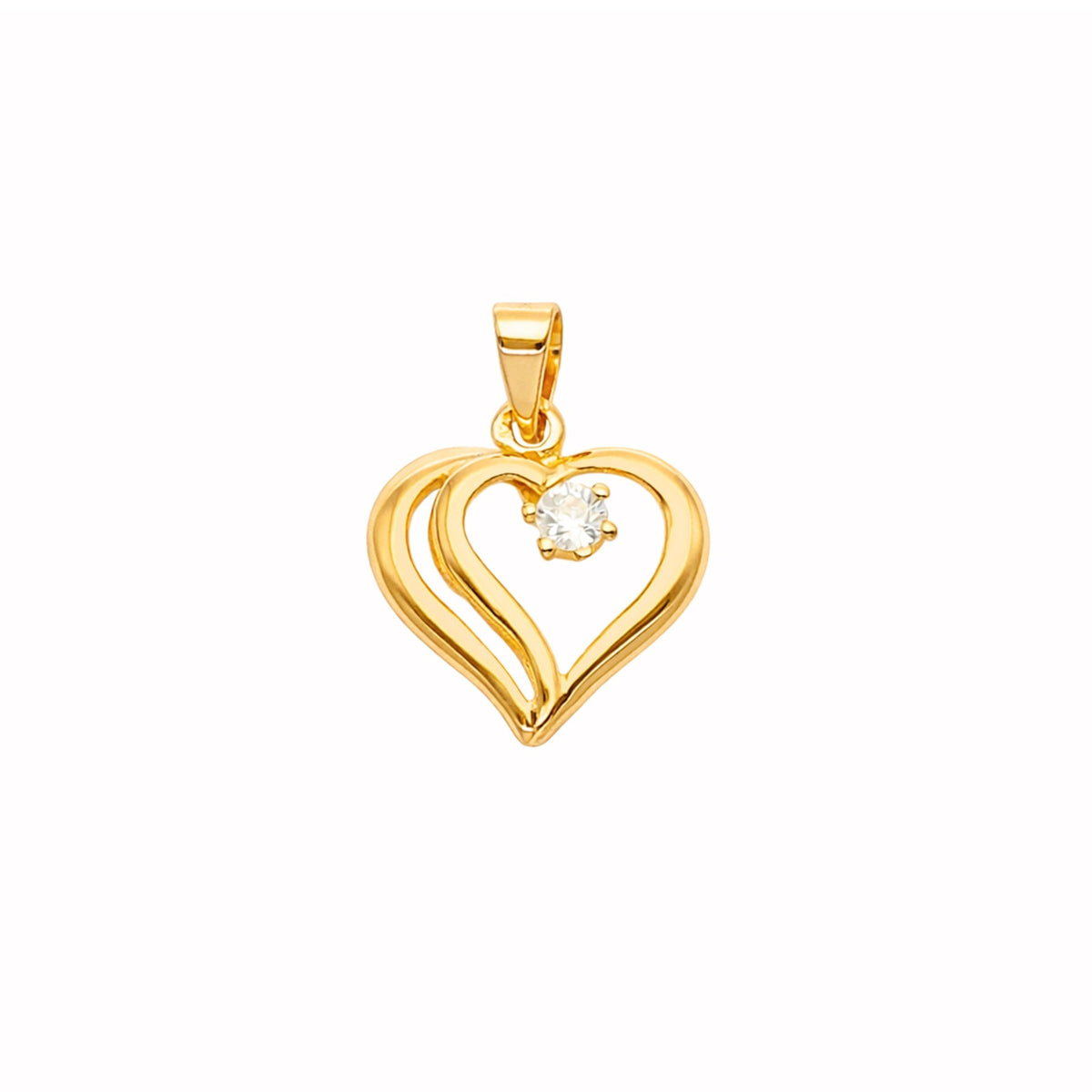 Medalha Coração em Ouro 19kl com Zircónia (1.41cm) - Loja do Ouro