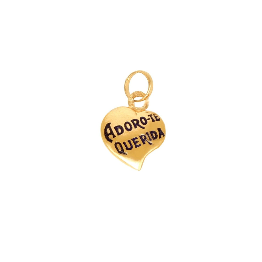 Medalha Coração em Ouro com inscrição "Adoro-te Querida" - Loja do Ouro