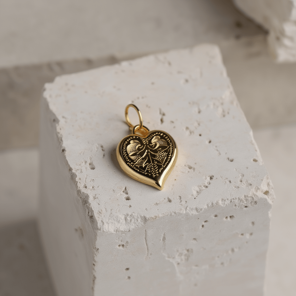 Medalha Coração Floral em Ouro 19kl (1.2cm) - Loja do Ouro