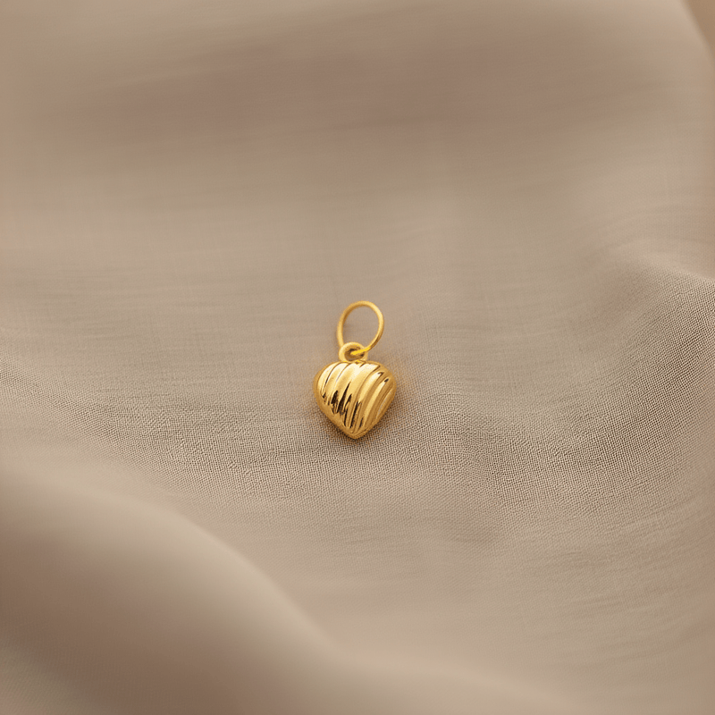 Medalha Coração Raiado em Ouro 19kl (7mm) - Loja do Ouro