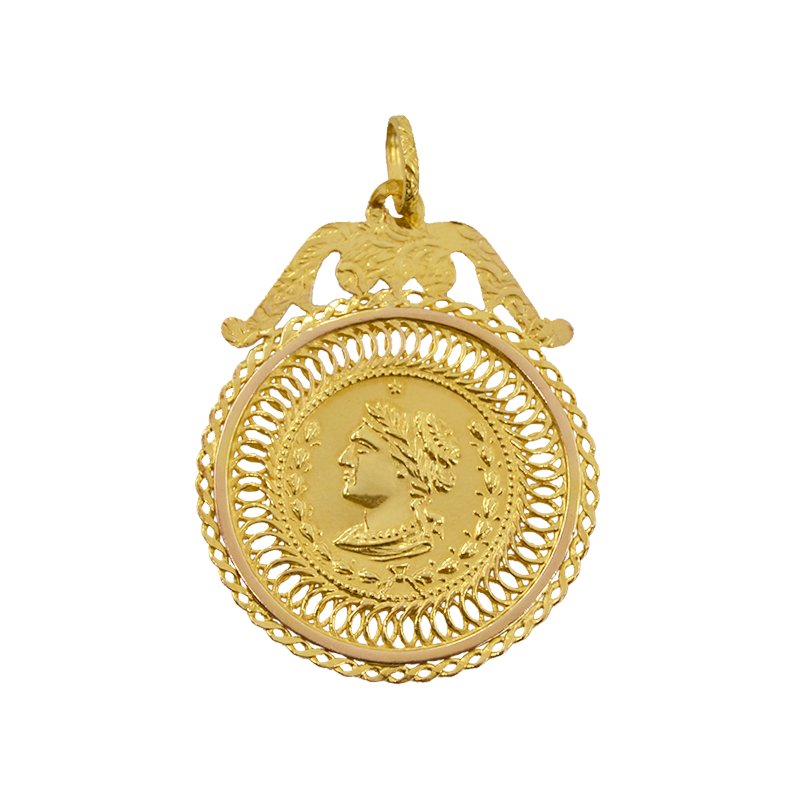 Medalha Dola em Ouro com Aro Entrelaçado - Loja do Ouro
