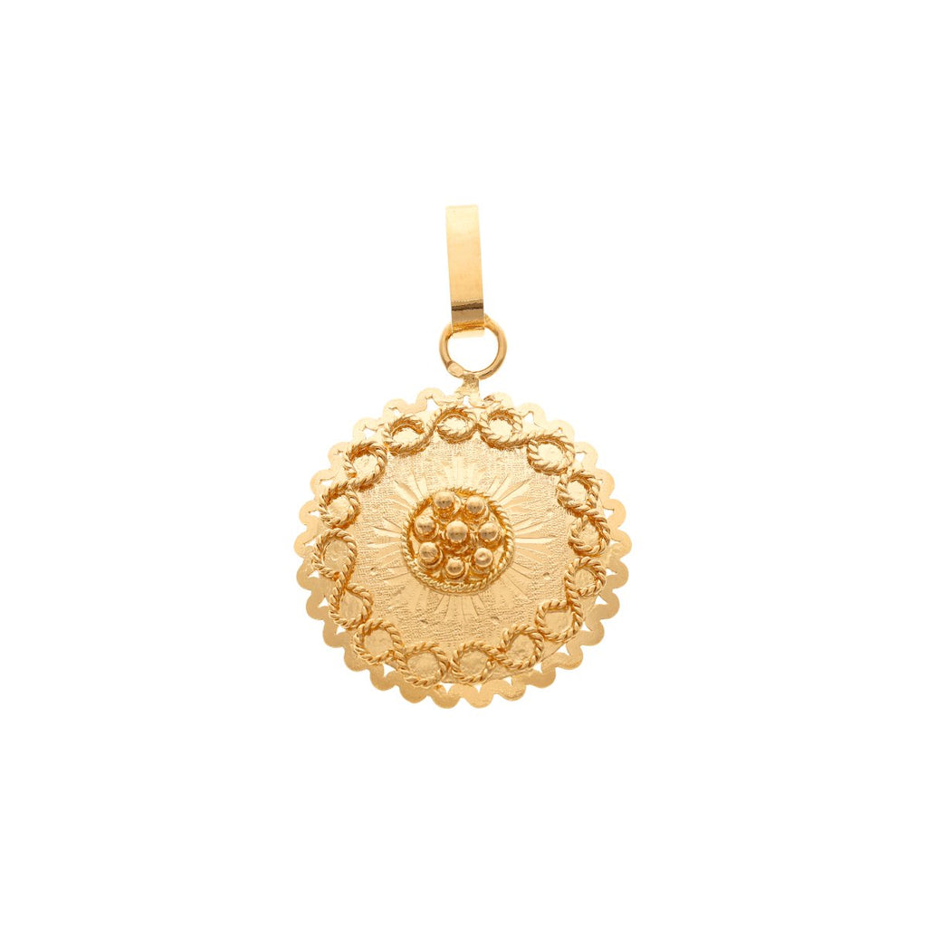 Medalha Dona Flor em Ouro com centro em Granitos - Loja do Ouro