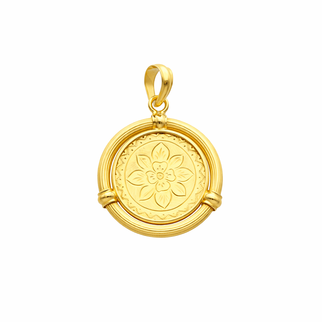 Medalha em Ouro 19kl com Flor Lapidada (2.4cm) - Loja do Ouro