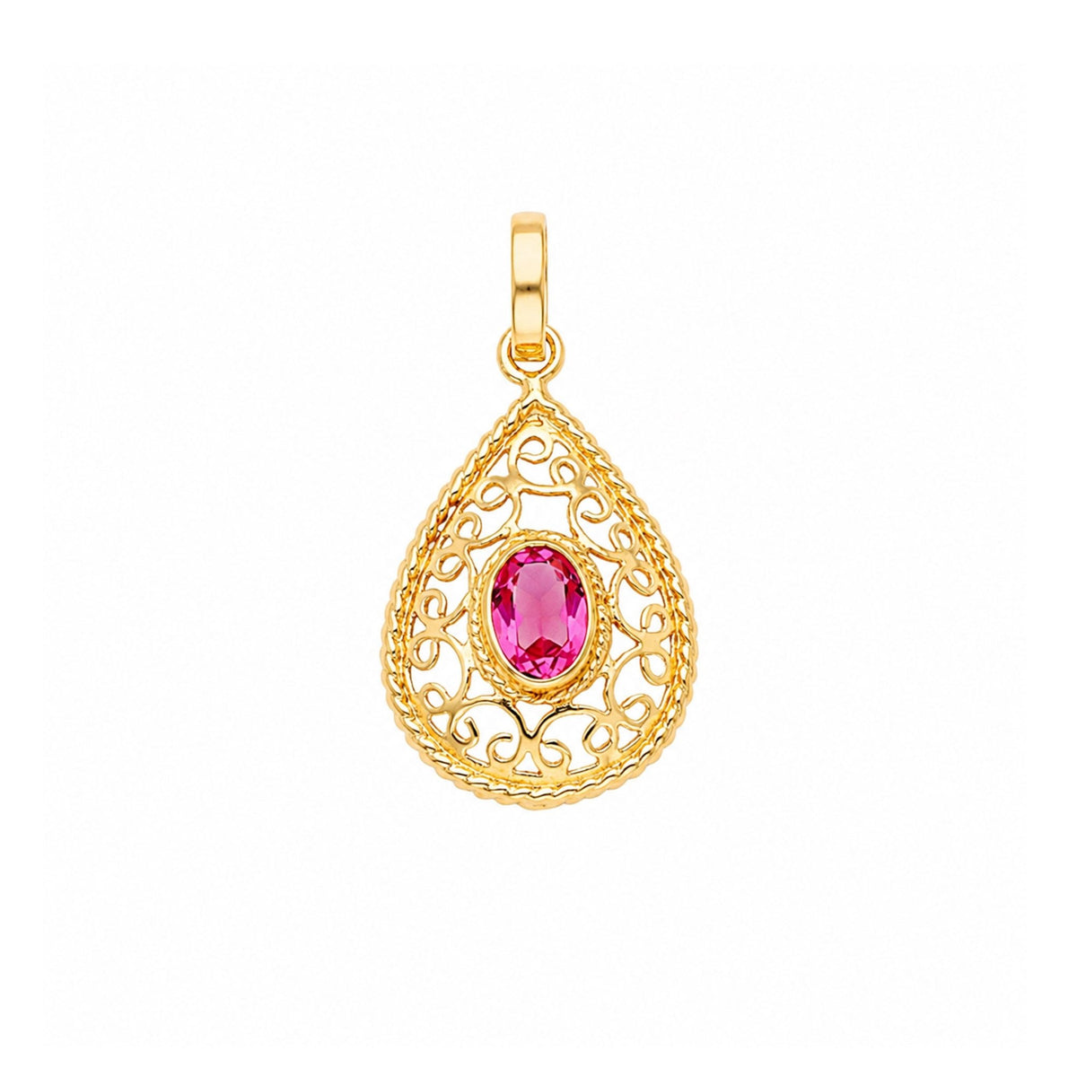 Medalha em Ouro 19kl com Zircónia Rosa - Loja do Ouro