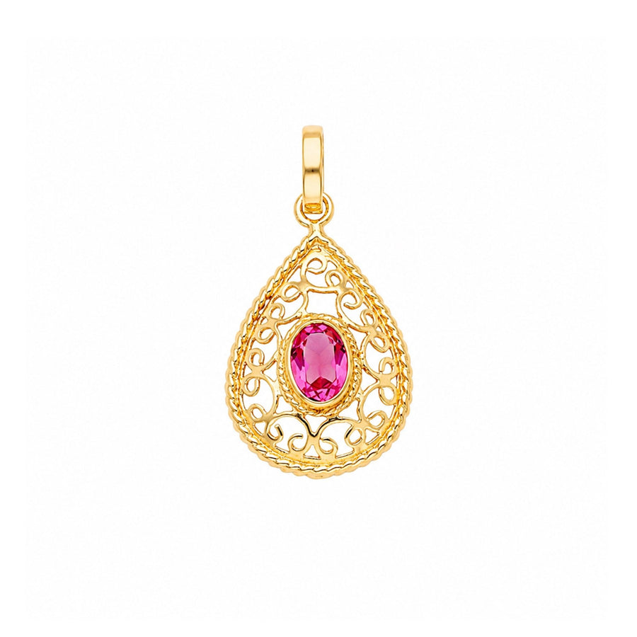 Medalha em Ouro 19kl com Zircónia Rosa - Loja do Ouro