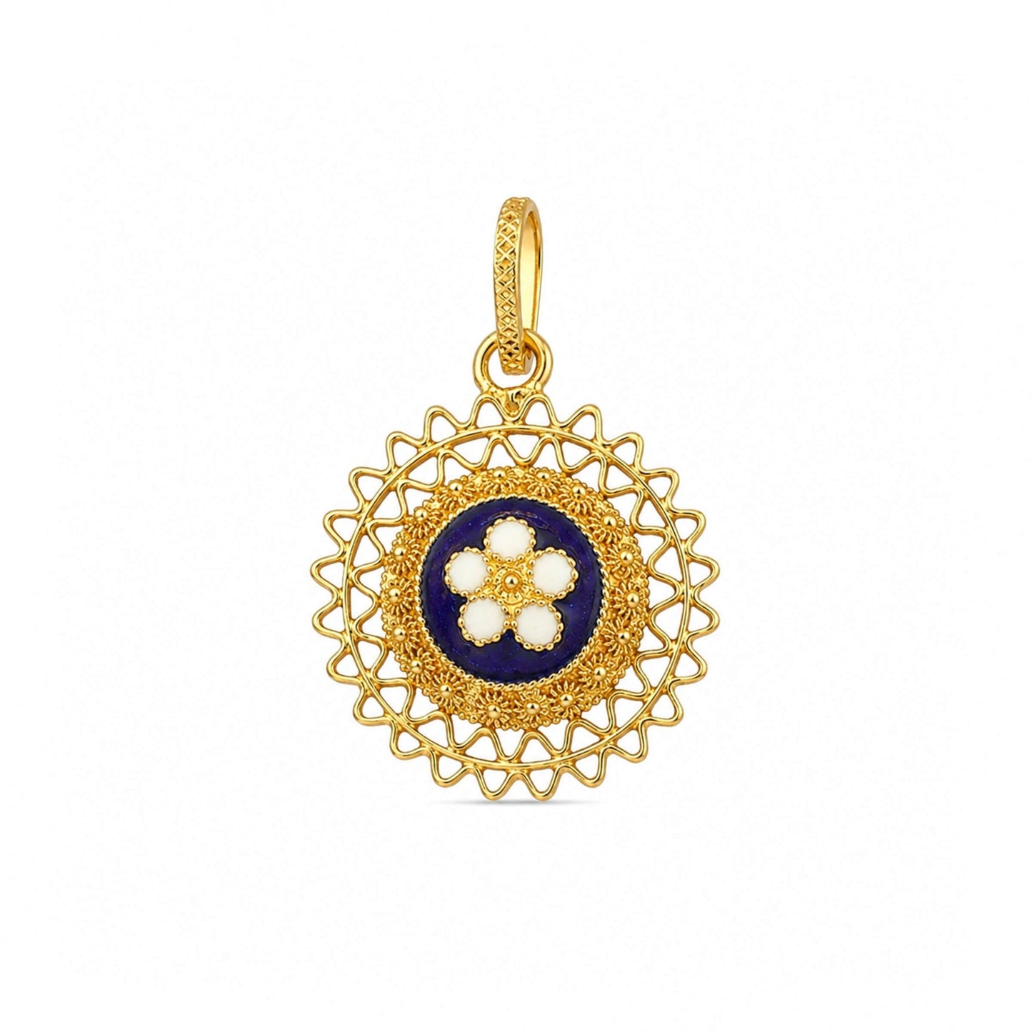 Medalha em Ouro de 19kl com Caramujos e Esmalte Colorido (1.9cm) - Loja do Ouro