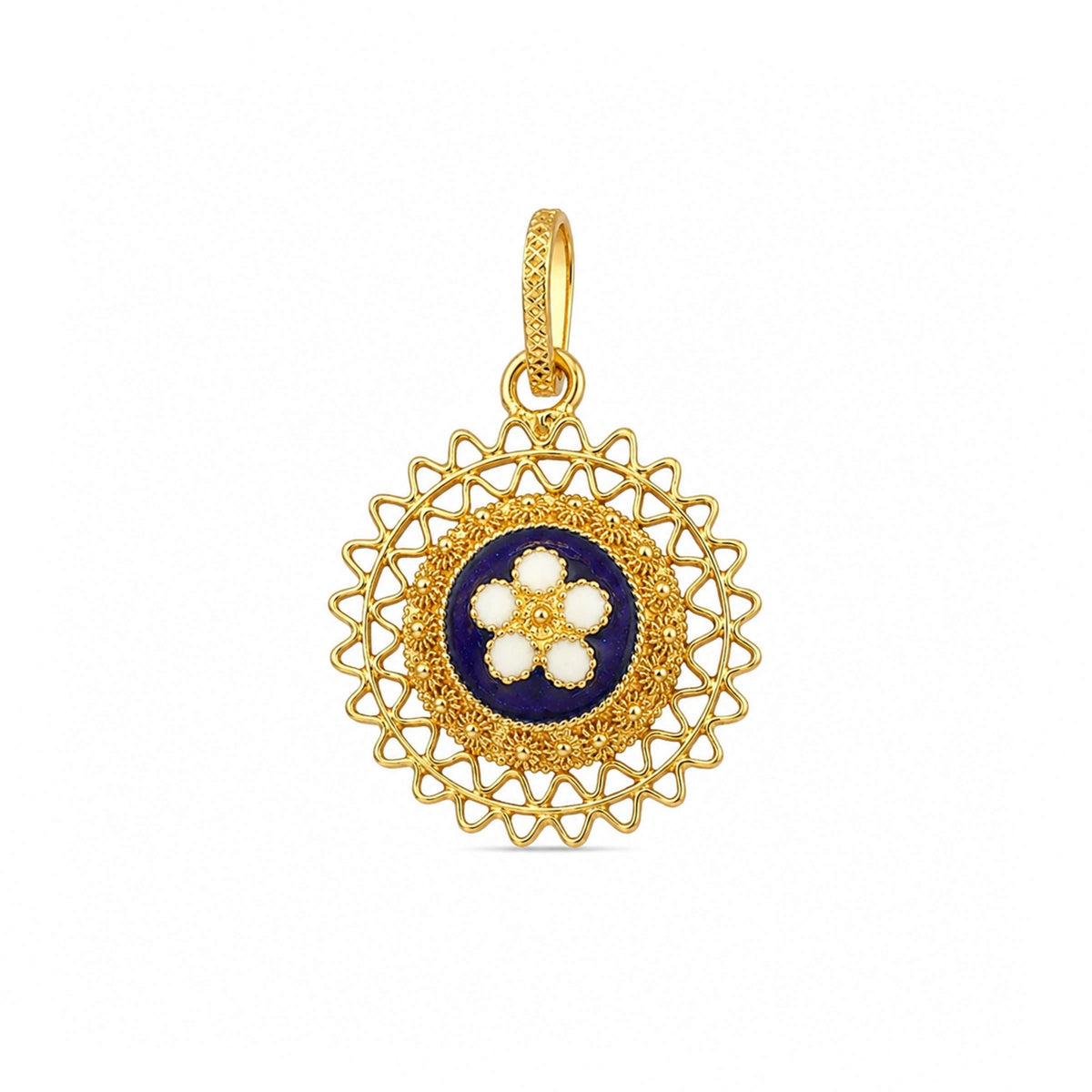 Medalha em Ouro de 19kl com Caramujos e Esmalte Colorido (1.9cm) - Loja do Ouro