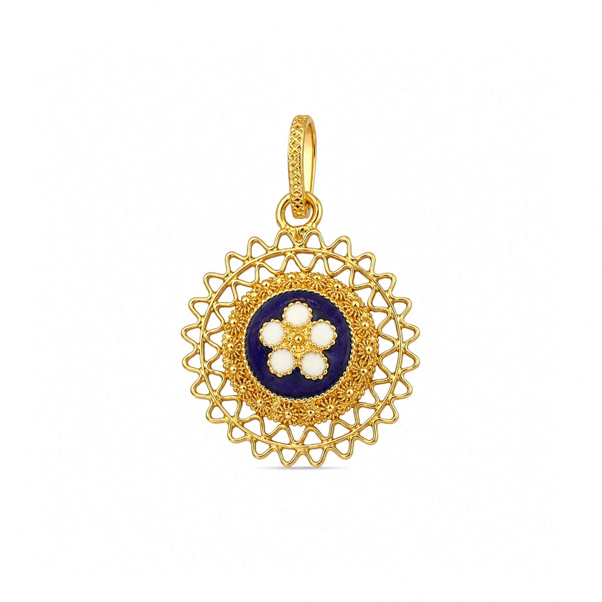 Medalha em Ouro de 19kl com Caramujos e Esmalte Colorido (1.9cm) - Loja do Ouro