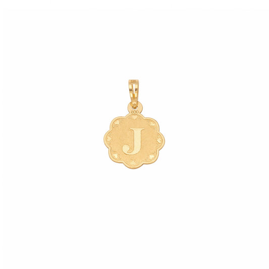 Medalha Flor em Ouro 19kl com Letra J - Loja do Ouro