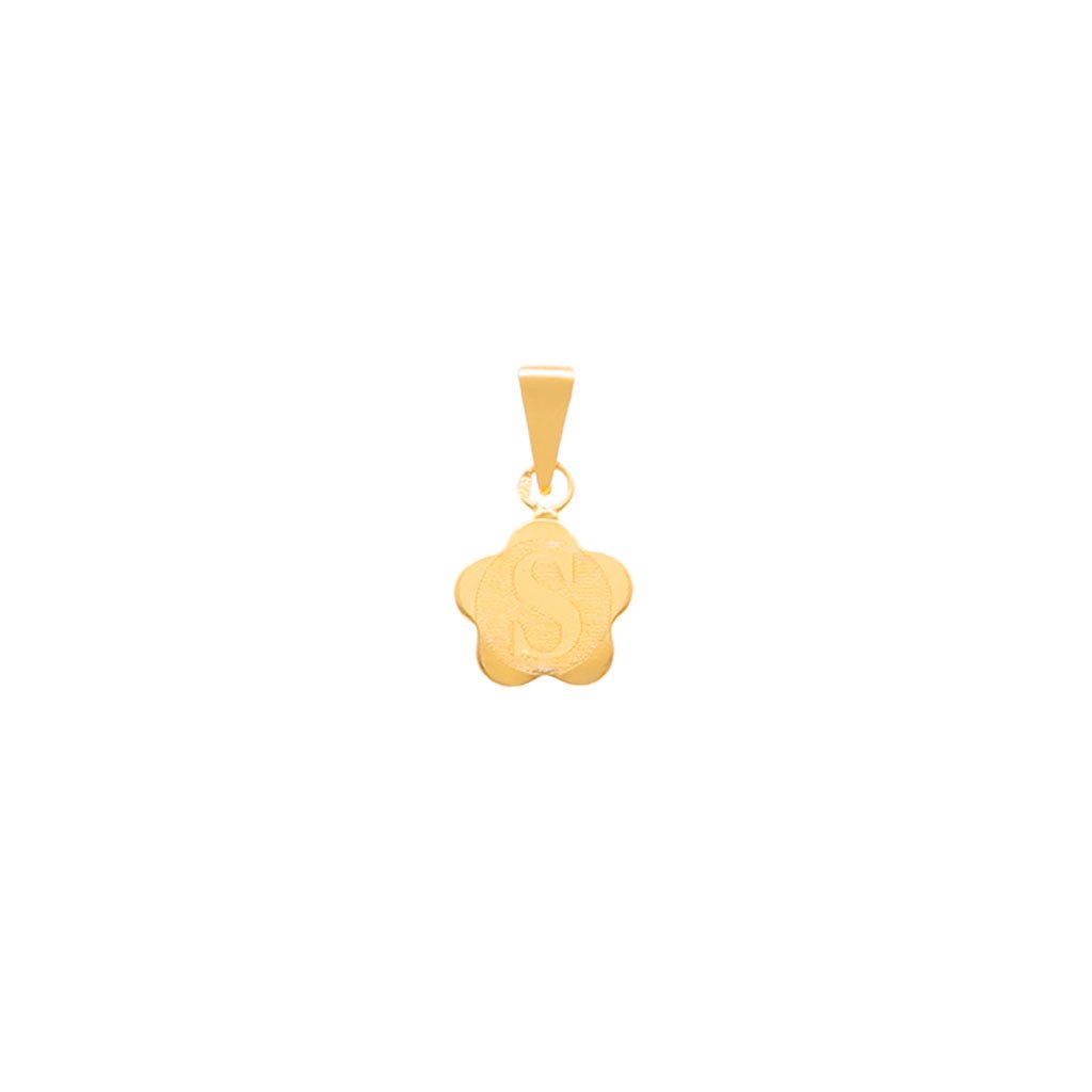 Medalha Flor em Ouro 19kl com Letra S (0.9cm) - Loja do Ouro