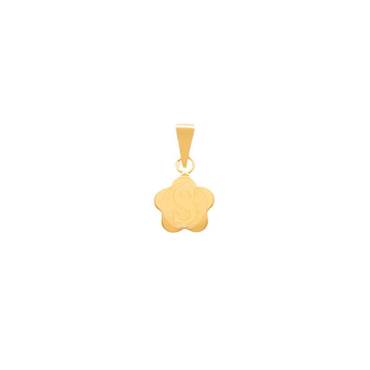 Medalha Flor em Ouro 19kl com Letra S (0.9cm) - Loja do Ouro