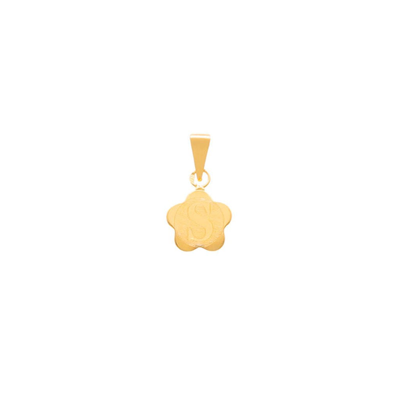 Medalha Flor em Ouro 19kl com Letra S (0.9cm) - Loja do Ouro