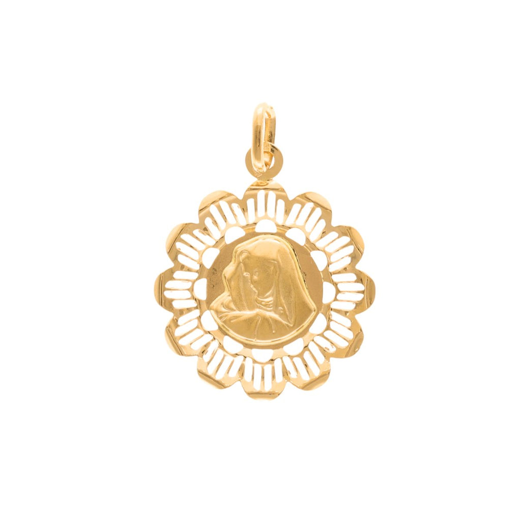 Medalha Flor em Ouro com Nossa Senhora - Loja do Ouro