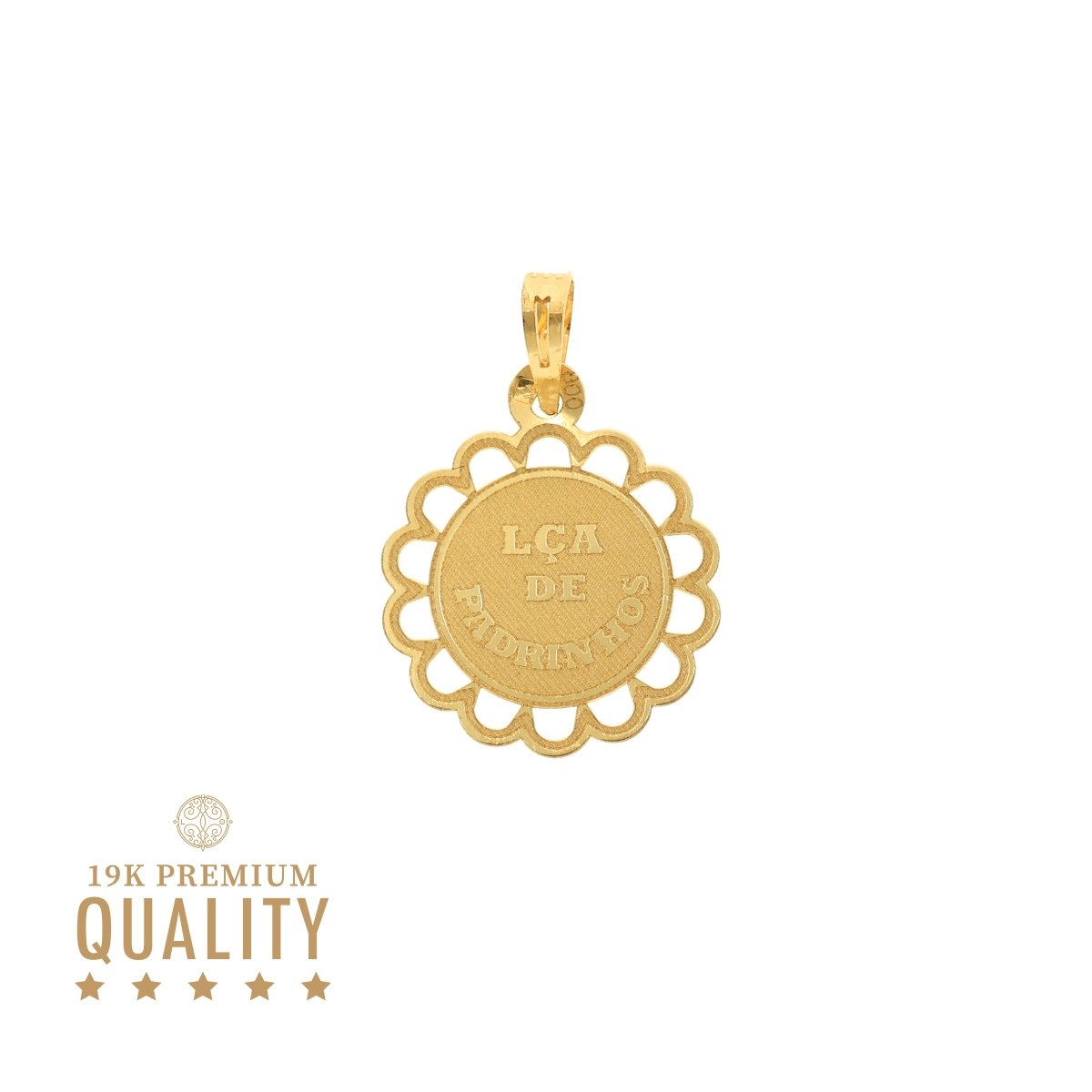 Medalha Flor "Lça de Padrinhos" em Ouro 19kl - Loja do Ouro