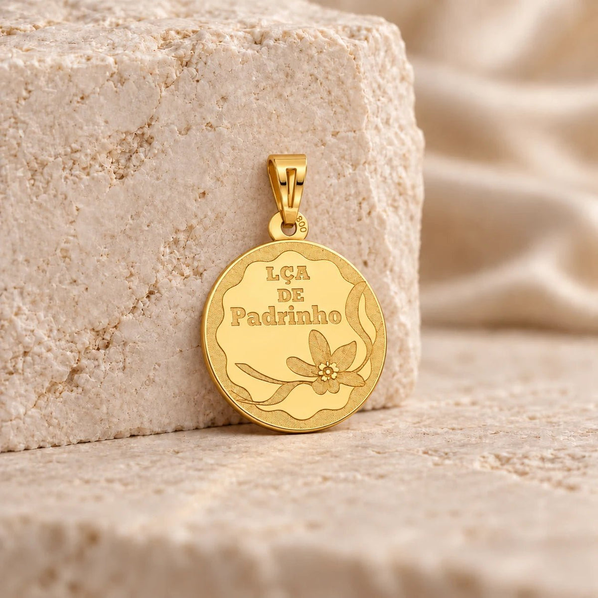Medalha Lembrança de Padrinho em Ouro 19kl (1.4cm) - Loja do Ouro