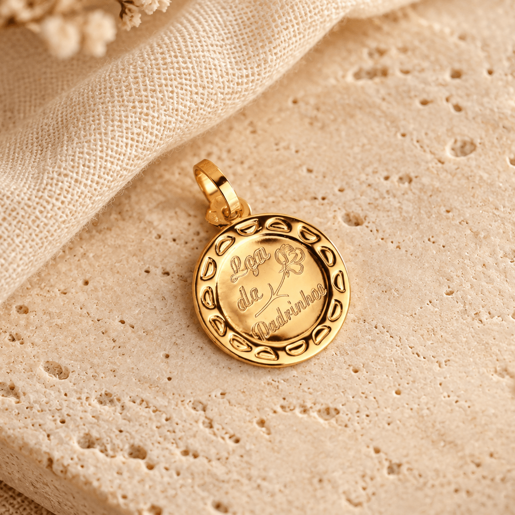 Medalha Lembrança de Padrinhos em Ouro 19kl (1.45cm) - Loja do Ouro